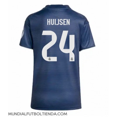 Camiseta Real Madrid Dean Huijsen #24 Segunda Equipación Replica 2025-26 para mujer mangas cortas Camiseta Real Madrid Dean Huijsen #24 Segunda Equipación Replica 2025-26 para mujer mangas cortas